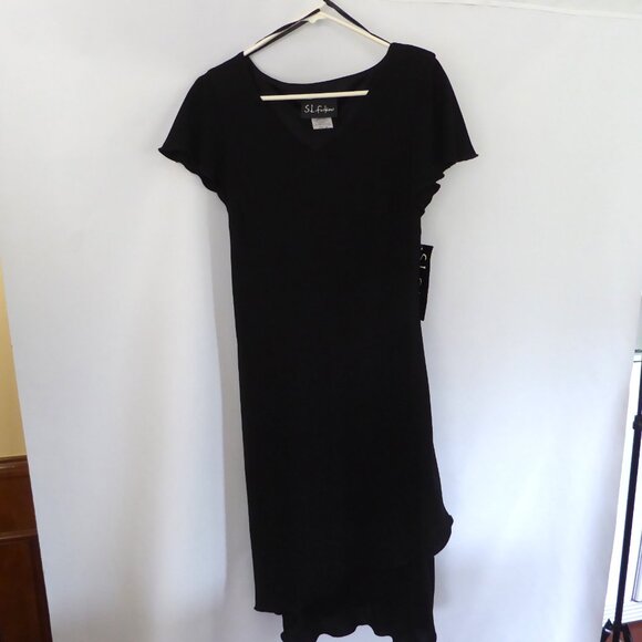 NEW S.L. FASHIONS BRAND WOMENS SHORT BLACK DRESS SIZE 10 - Picture 2 of 14